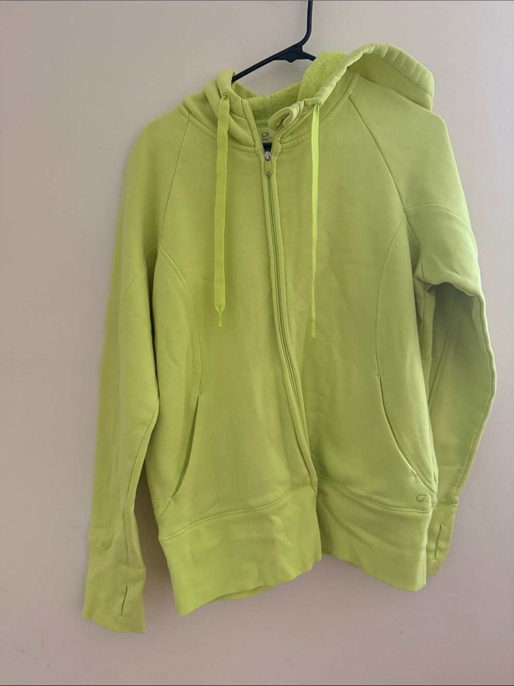 Lime Green Full-Zip Heavy Duty Hoodie with Hood and Pockets